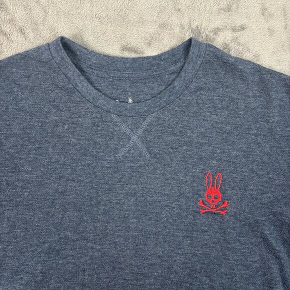 Psycho Bunny Pullover Crewneck Sweatshirt Blue Embroidered Mens Medium Sweater - Picture 3 of 4